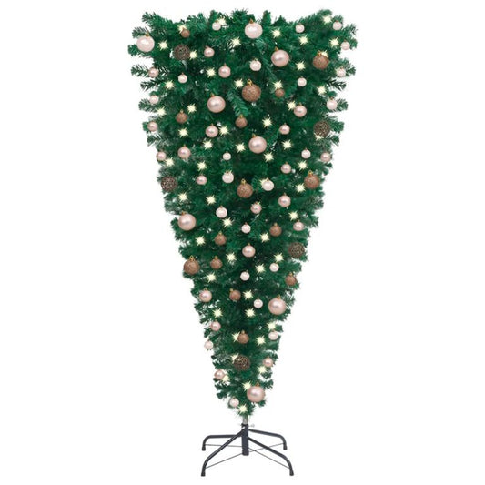 Künstlicher Weihnachtsbaum Kopfüber mit LEDs & Kugeln 240 cm   87379