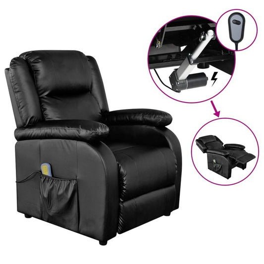 Elektrischer Massagesessel Schwarz Kunstleder 89700