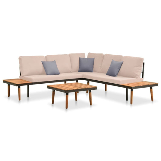 4-tlg. Garten-Lounge-Set mit Kissen Massivholz Akazie 116592