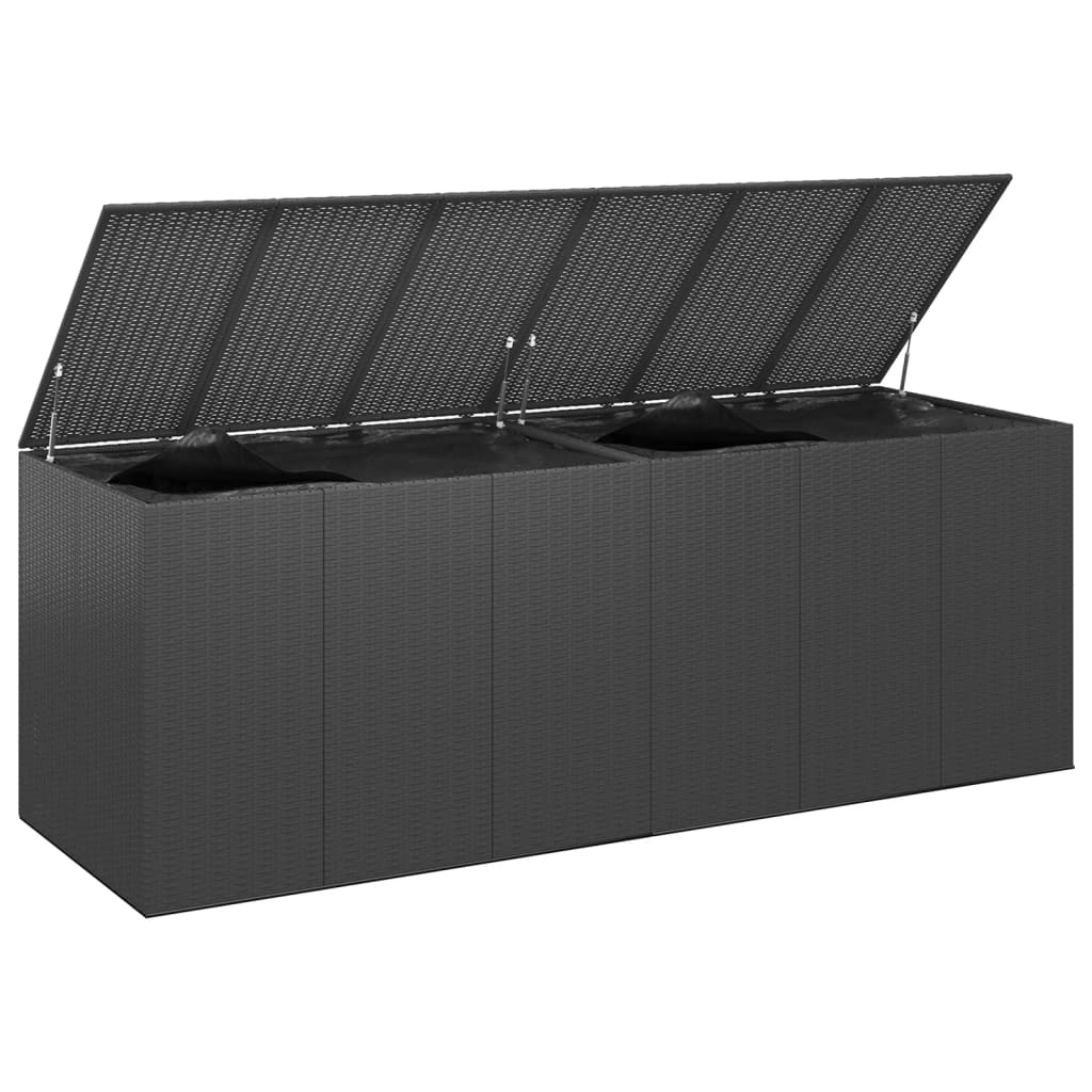 Garten-Kissenbox PE Rattan 291x100,5x104 cm Schwarz 103697