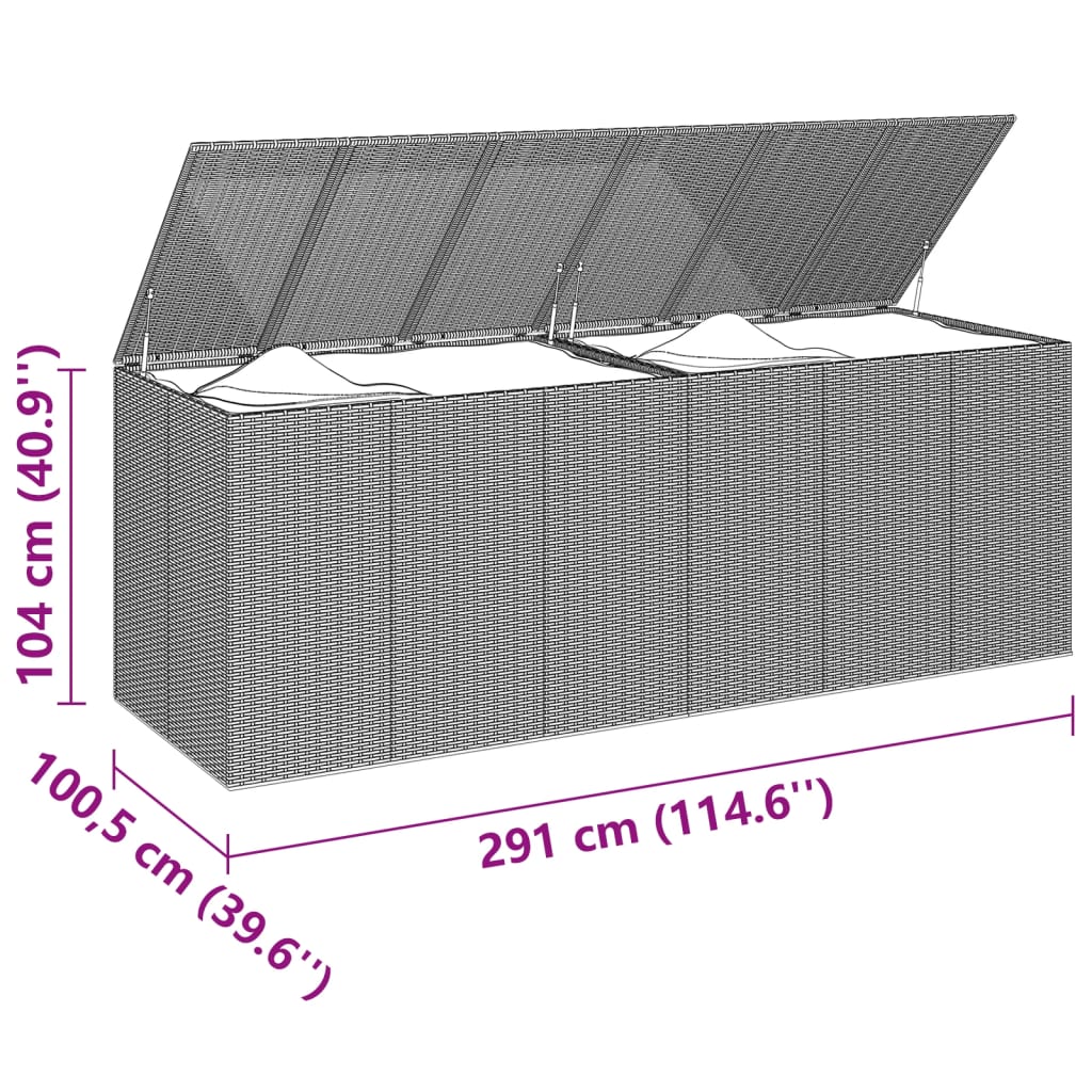 Garten-Kissenbox PE Rattan 291x100,5x104 cm Schwarz 103697