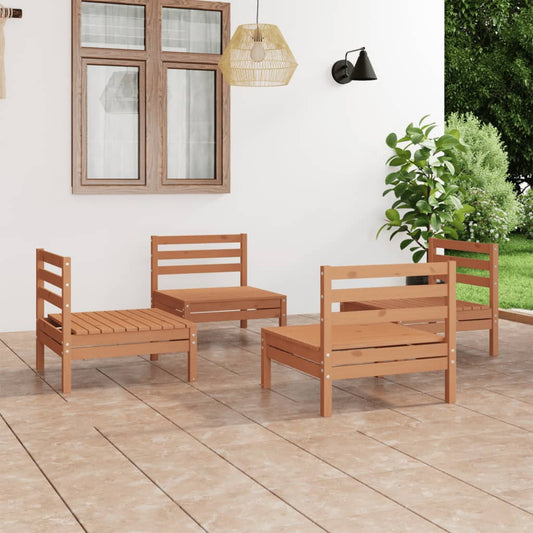 4-tlg. Garten-Lounge-Set Honigbraun Massivholz Kiefer 100024