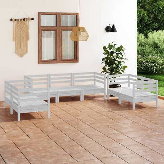 7-tlg. Garten-Lounge-Set Weiß Massivholz Kiefer 103665