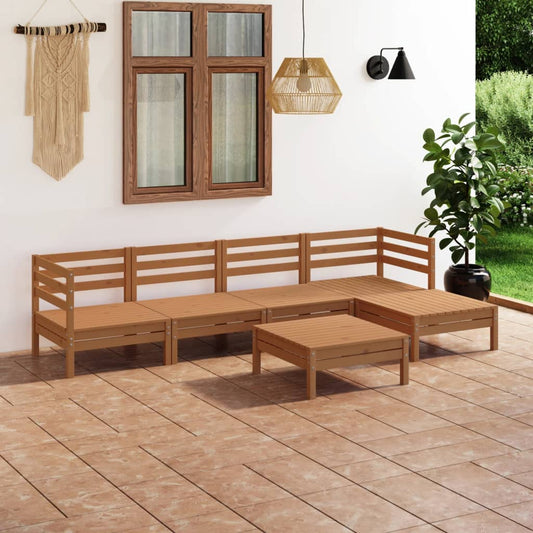 6-tlg. Garten-Lounge-Set Massivholz Kiefer Honigbraun 109160