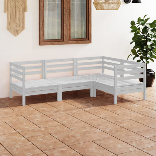 4-tlg. Garten-Lounge-Set Massivholz Kiefer Weiß 104477