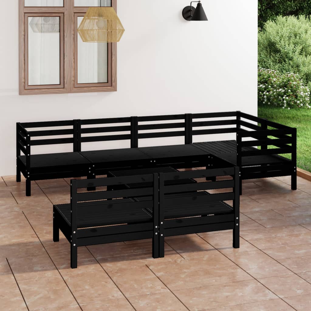 8-tlg. Garten-Lounge-Set Massivholz Kiefer Schwarz 120772