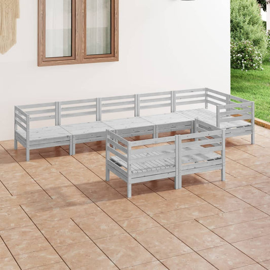 8-tlg. Garten-Lounge-Set Massivholz Kiefer Grau  107469