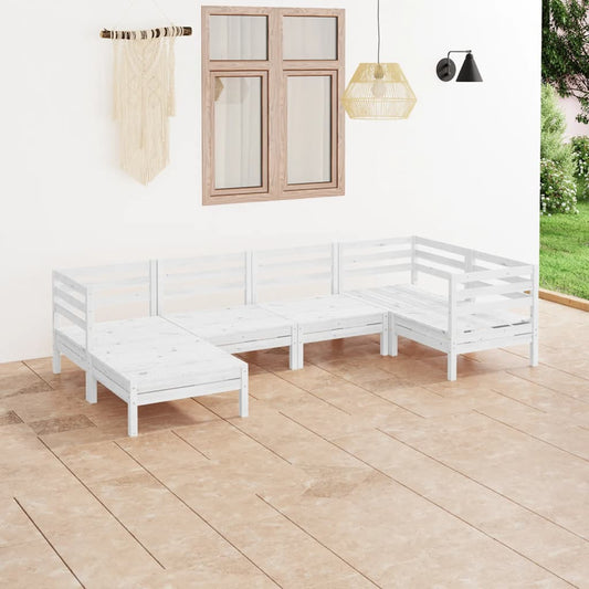 6-tlg. Garten-Lounge-Set Massivholz Kiefer Weiß  102807