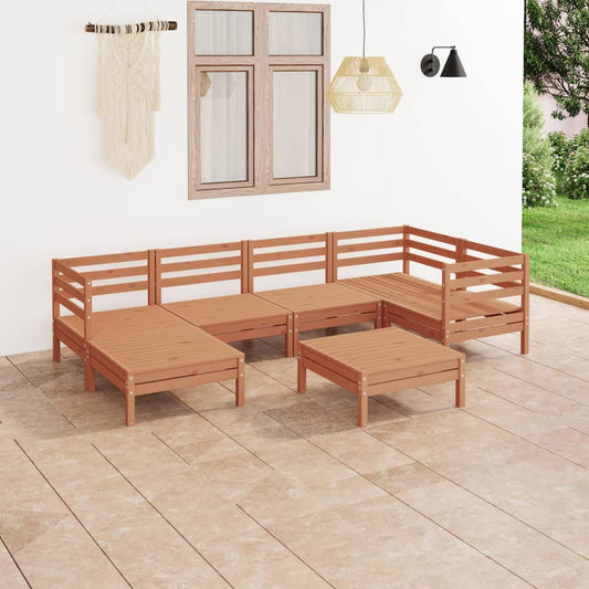 7-tlg. Garten-Lounge-Set Massivholz Kiefer Honigbraun 109167