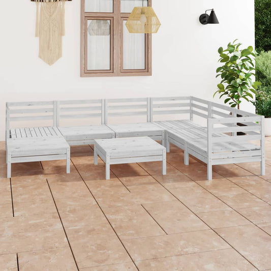 8-tlg. Garten-Lounge-Set Massivholz Kiefer Weiß  107609