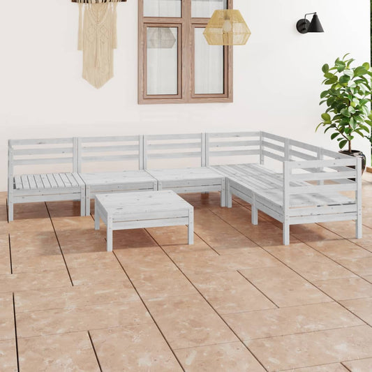 7-tlg. Garten-Lounge-Set Massivholz Kiefer Weiß  108591