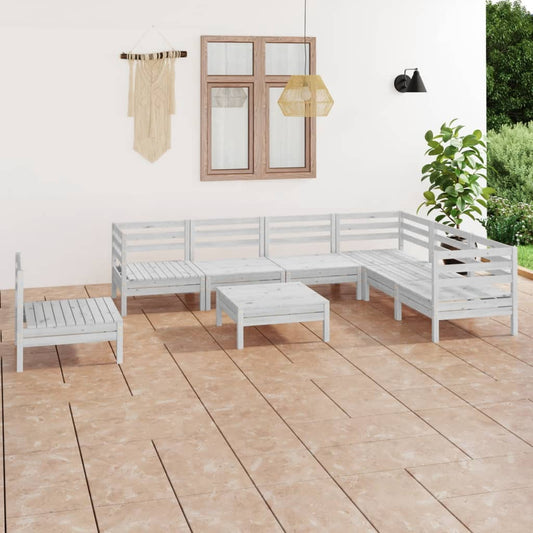 8-tlg. Garten-Lounge-Set Massivholz Kiefer Weiß  104581