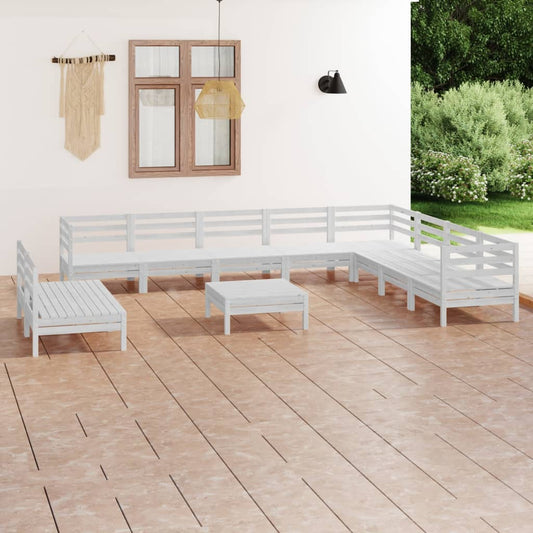 11-tlg. Garten-Lounge-Set Massivholz Kiefer Weiß  107471