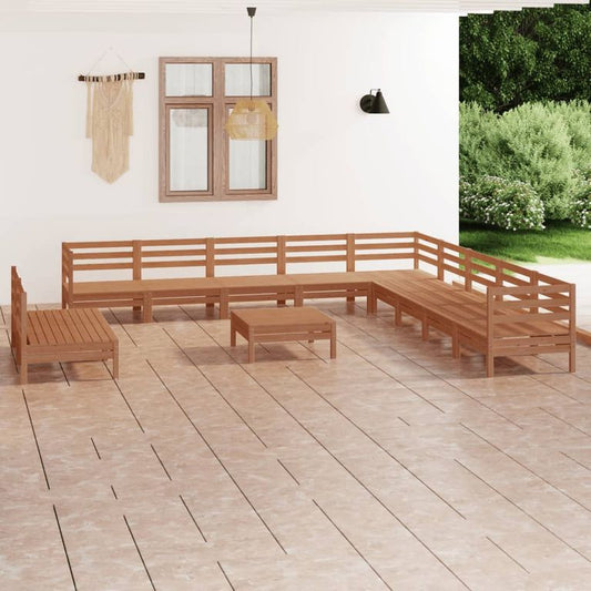 12-tlg. Garten-Lounge-Set Massivholz Kiefer Honigbraun 97277