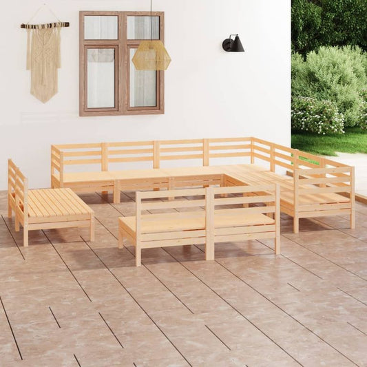 11-tlg. Garten-Lounge-Set Massivholz Kiefer 97272