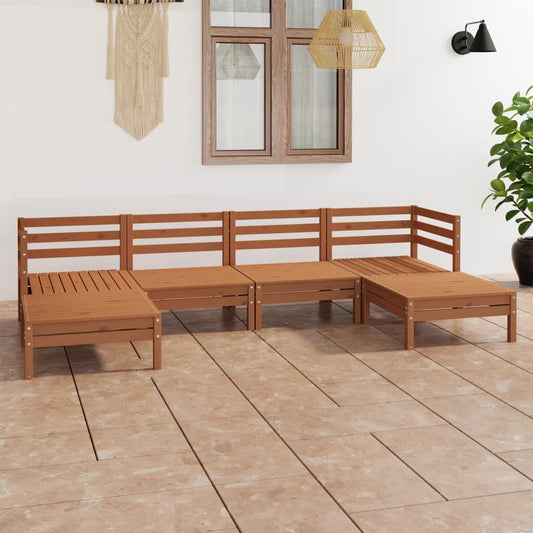 6-tlg. Garten-Lounge-Set Honigbraun Massivholz Kiefer 102935