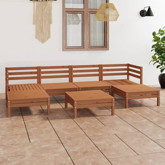 7-tlg. Garten-Lounge-Set Honigbraun Massivholz Kiefer 102938