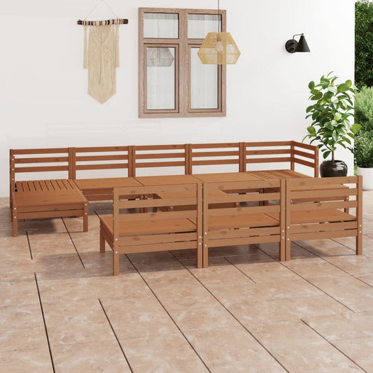 11-tlg. Garten-Lounge-Set Honigbraun Massivholz Kiefer 97323