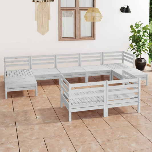 9-tlg. Garten-Lounge-Set Weiß Massivholz Kiefer 119775