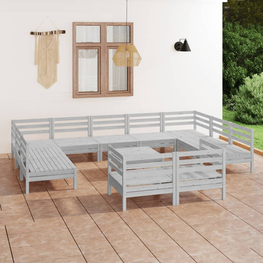 12-tlg. Garten-Lounge-Set Weiß Massivholz Kiefer 104861