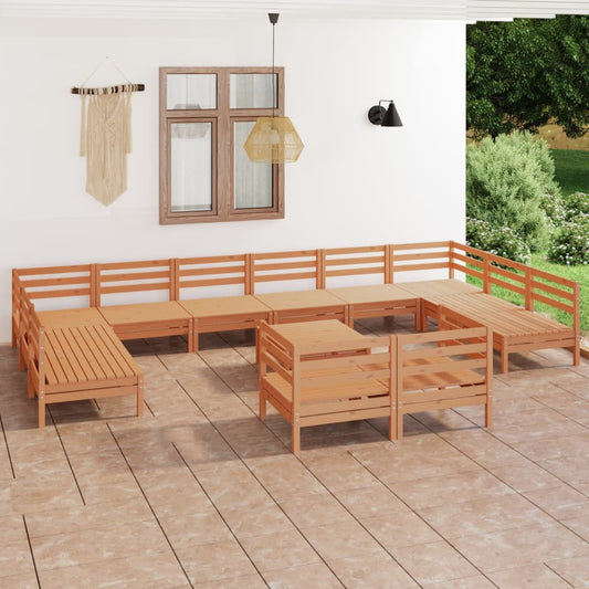 13-tlg. Garten-Lounge-Set Honigbraun Massivholz Kiefer 100630