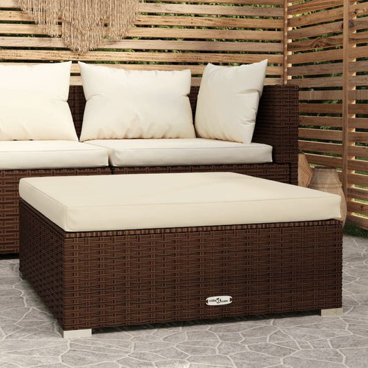 Gartenhocker mit Kissen Braun 70x70x30 cm Poly Rattan 96725