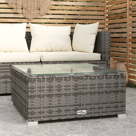 Garten-Couchtisch Grau 60x60x30 cm Poly Rattan und Glas 119914