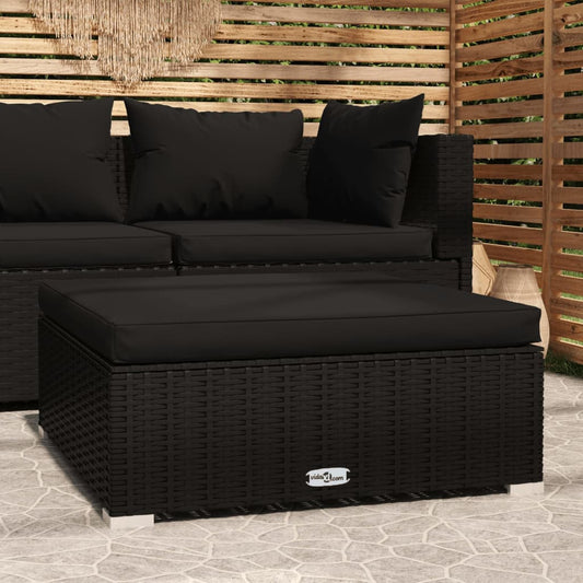 Gartenhocker mit Kissen Schwarz 70x70x30 cm Poly Rattan 102303