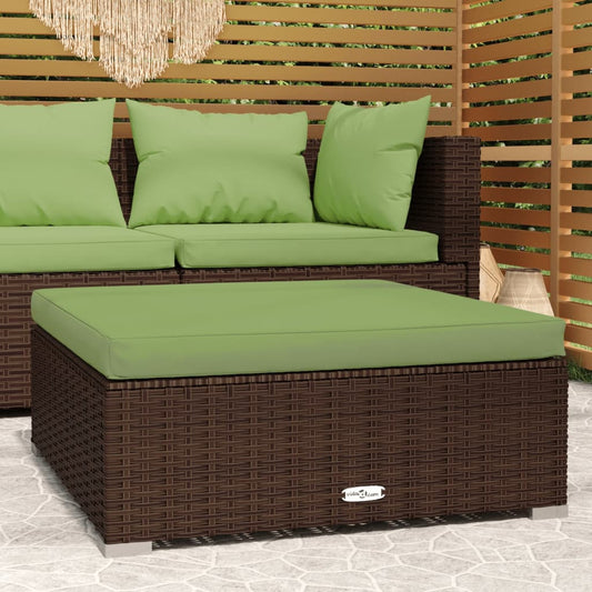 Gartenhocker mit Kissen Braun 70x70x30 cm Poly Rattan 118721