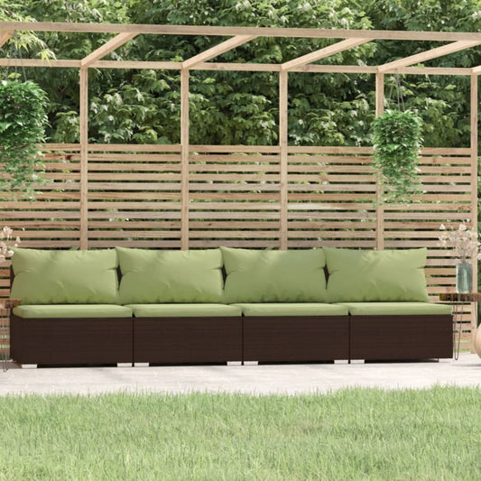 4-Sitzer-Sofa mit Kissen Braun Poly Rattan 105206