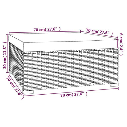 Gartenhocker mit Kissen Grau 70x70x30 cm Poly Rattan 97370