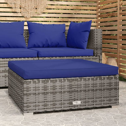 Gartenhocker mit Kissen Grau 70x70x30 cm Poly Rattan 97370