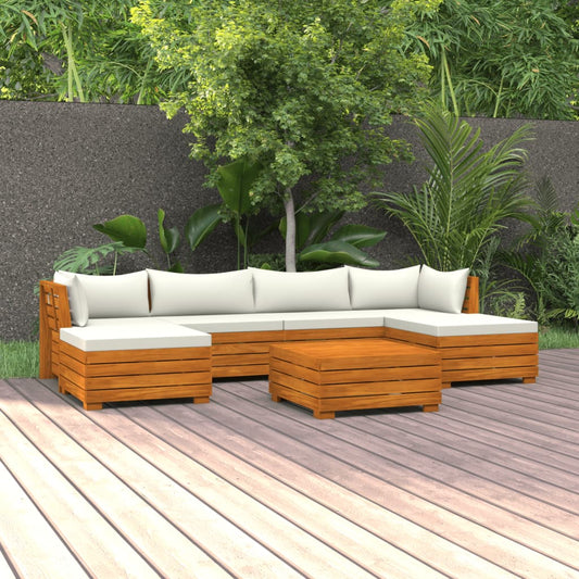 7-tlg. Garten-Lounge-Set mit Kissen Massivholz Akazie 105518