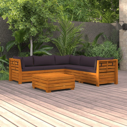 6-tlg. Garten-Lounge-Set mit Kissen Massivholz Akazie 107243