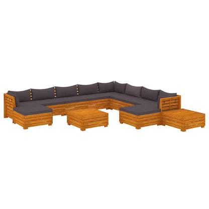 12-tlg. Garten-Lounge-Set mit Kissen Massivholz Akazie 107323