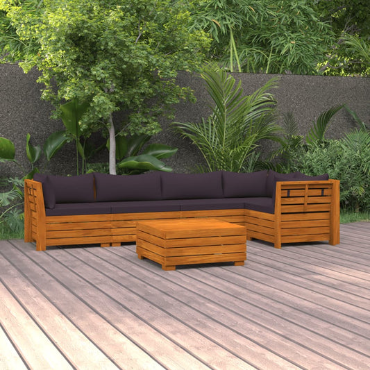 6-tlg. Garten-Lounge-Set mit Kissen Massivholz Akazie 105524