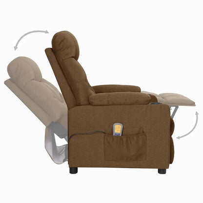 Massagesessel mit Aufstehhilfe Braun Stoff 90563