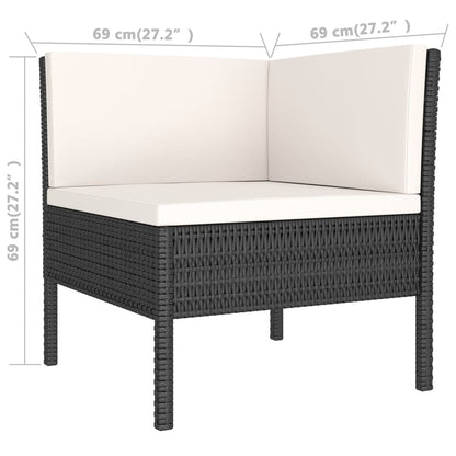 9-tlg. Garten-Lounge-Set mit Auflagen Poly Rattan Schwarz  112675