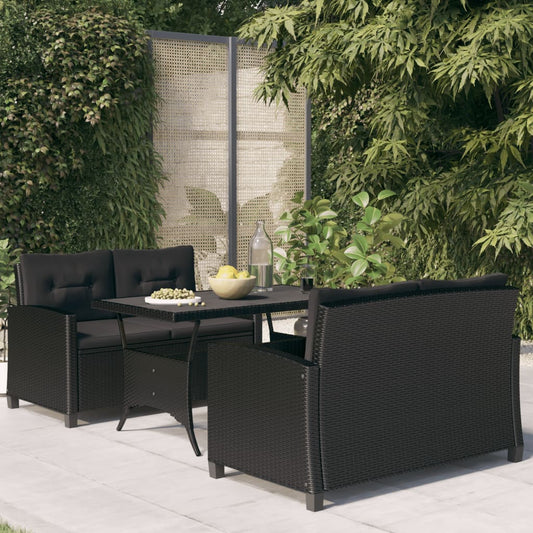 3-tlg. Garten-Essgruppe mit Kissen Poly Rattan 114993