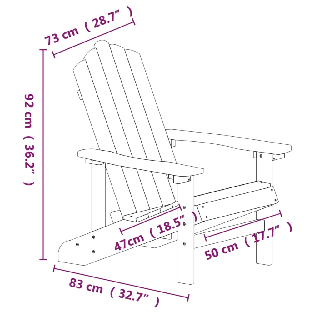 Adirondack-Gartenstühle mit Tisch HDPE Weiß 113525