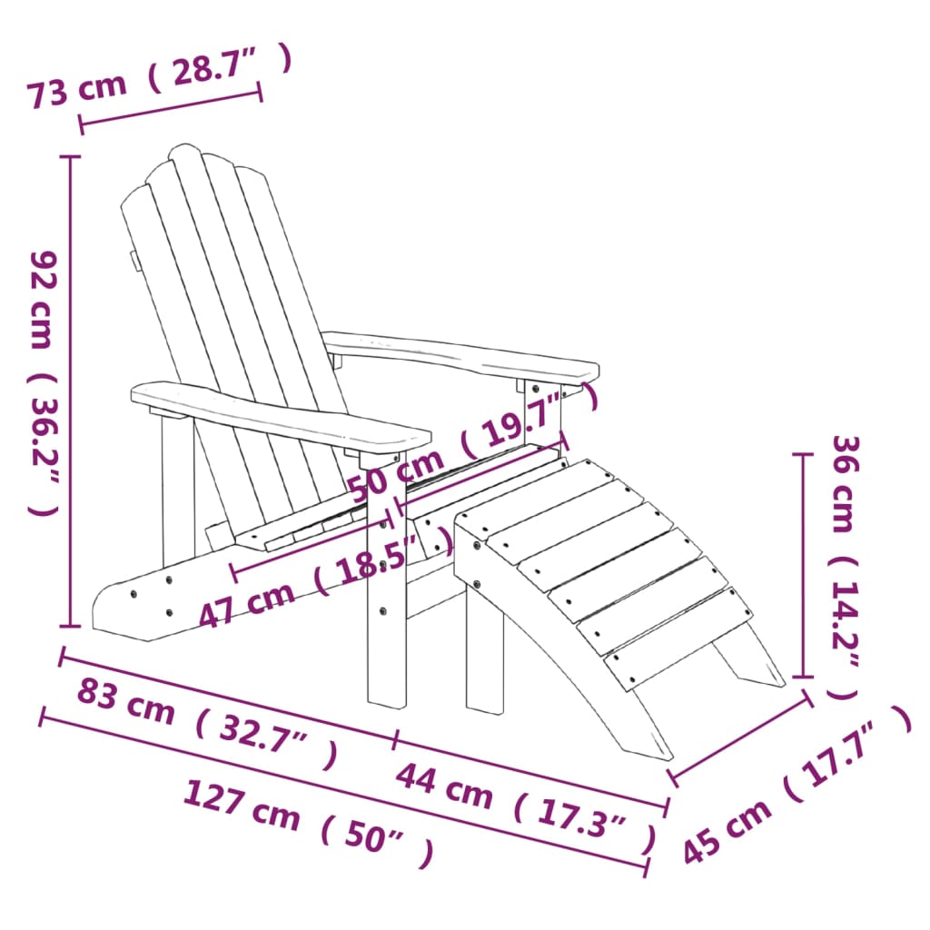 Adirondack-Gartenstühle mit Hocker & Tisch HDPE Anthrazit 109587