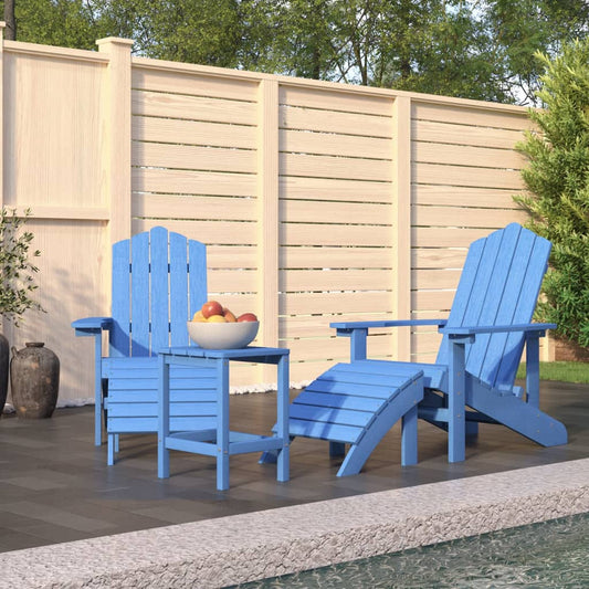 Adirondack-Gartenstühle mit Hocker & Tisch HDPE Aquamarin 99286