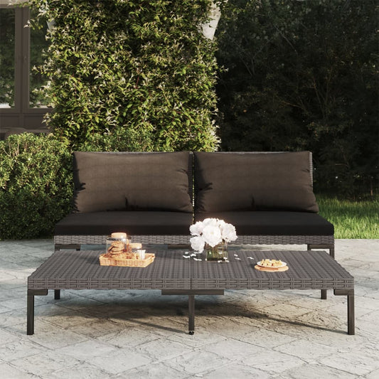 Gartensofas 2 Stk. mit Kissen Halbrundes Poly Rattan 108661