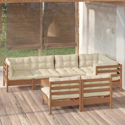 8-tlg. Garten-Lounge-Set mit Kissen Honigbraun Kiefernholz 118250