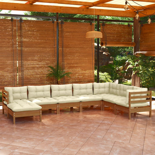 8-tlg. Garten-Lounge-Set mit Kissen Honigbraun Kiefernholz 118119