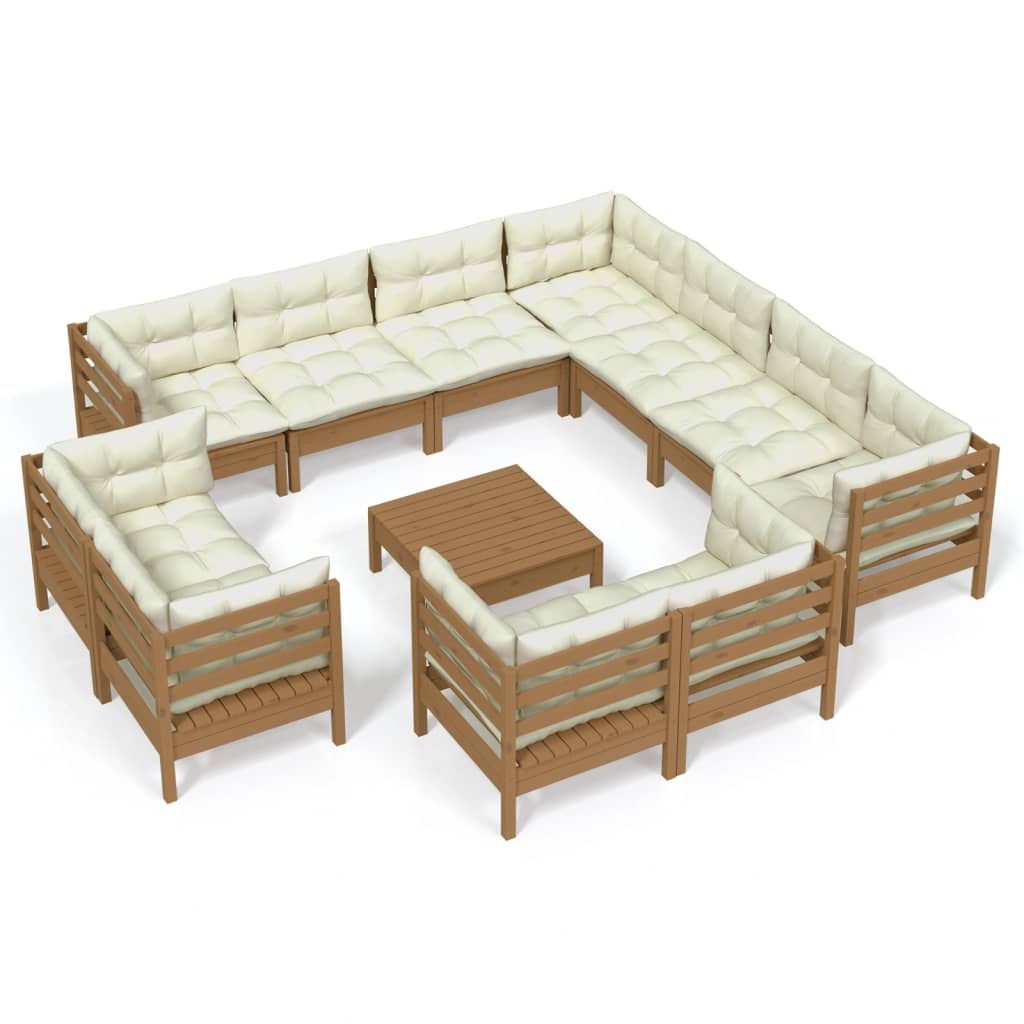 12-tlg. Garten-Lounge-Set mit Kissen Honigbraun Kiefernholz 118280