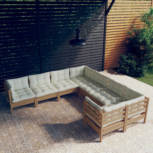 8-tlg. Garten-Lounge-Set mit Kissen Honigbraun Kiefernholz 112890