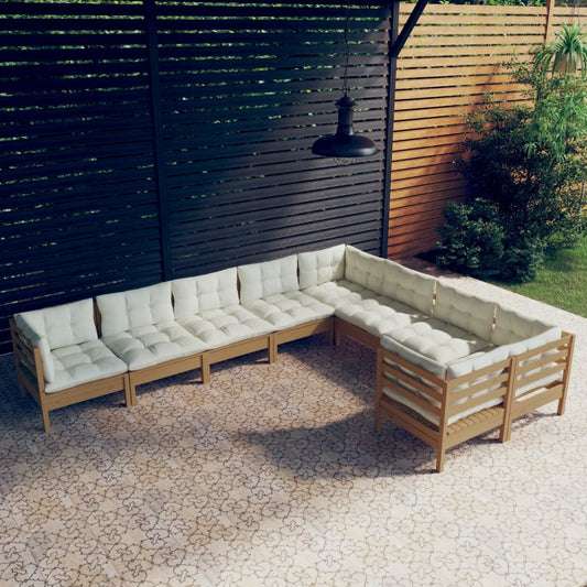 9-tlg. Garten-Lounge-Set mit Kissen Honigbraun Kiefernholz 112983