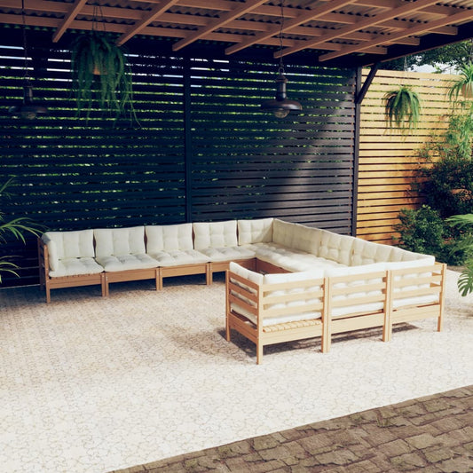 11-tlg. Garten-Lounge-Set mit Kissen Honigbraun Kiefernholz 113071