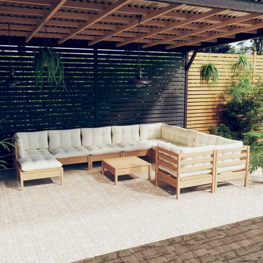 11-tlg. Garten-Lounge-Set mit Kissen Honigbraun Kiefernholz 118185